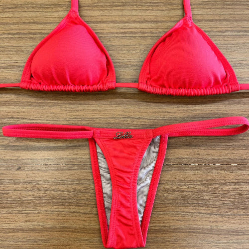 Biquíni Fita Frente Menor Fio Dental - Vermelho